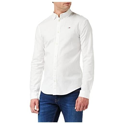 Tommy Hilfiger tommy jeans tjm slim stretch oxford shirt, l/s shirts / woven tops uomo, bianco (white), s