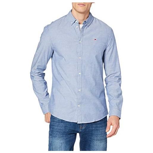 Tommy Hilfiger tommy jeans tjm slim stretch oxford shirt, l/s shirts / woven tops uomo, blu (twilight navy), xs