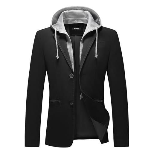 KUDORO blazer giacca da uomo slim fit con cappuccio staccabile casual con due bottoni(cachi, l)
