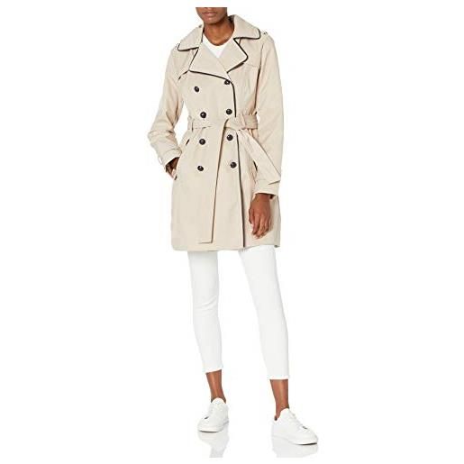 Guess trench doppiopetto con finiture a contrasto, cachi, medium donna