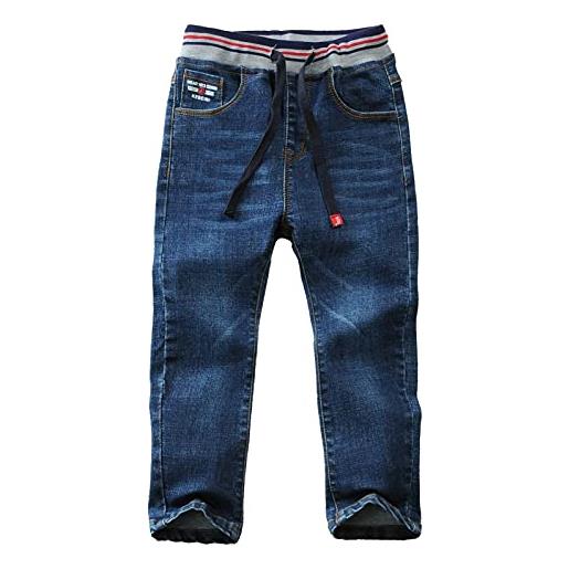 Maeau, jeans a vita media, per bambini, a lunghezza intera, a vita media, lavati, per bambini 4 13-14 anni