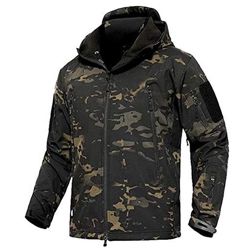 VADOOLL® giacca tattica da uomo softshell fleece cappotto esterno con cappuccio giacca invernale calda giacca militare tattica softshell (fsehng, 5xl)