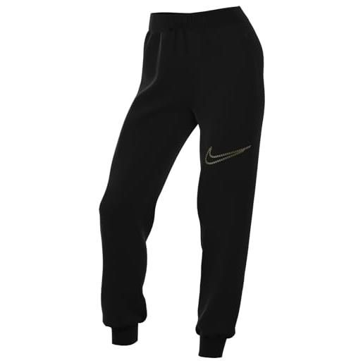 Nike w nsw club flc shine mr pant pantaloni, nero, m donna