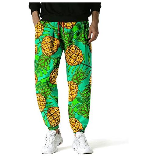 Jsrichhe pantaloni da uomo hippie in cotone con stampa 3d bloomers cargo pantaloni da tuta con elastico in vita, pantaloni da spiaggia, passeggiate, corsa, jogging, 1, l
