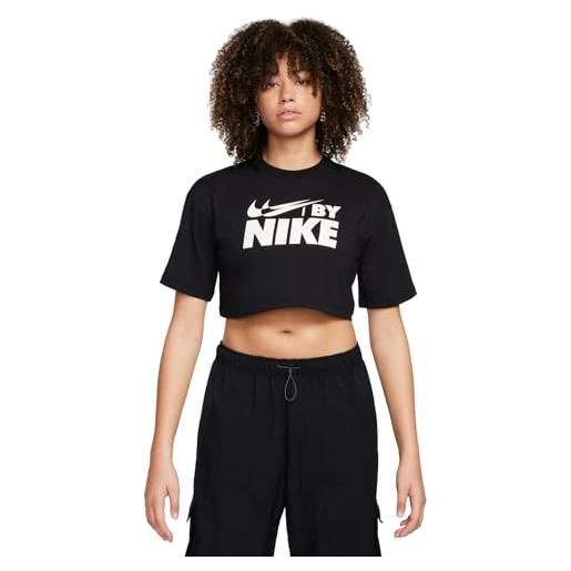 Nike w nsw crop tee gls t-shirt, nero, l donna