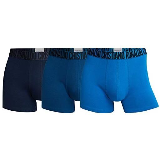 CR7 3-pack men's cotton trunk bermuda, dark blue, navy, light blue, l uomo