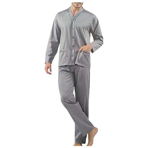 BIP BIP pigiama per uomo due pezzi abbottonato davanti mod. Cardigan in puro cotone makò mercerizzato peso primaverile art. 4242 (pacific (blu), 4' = m/50)