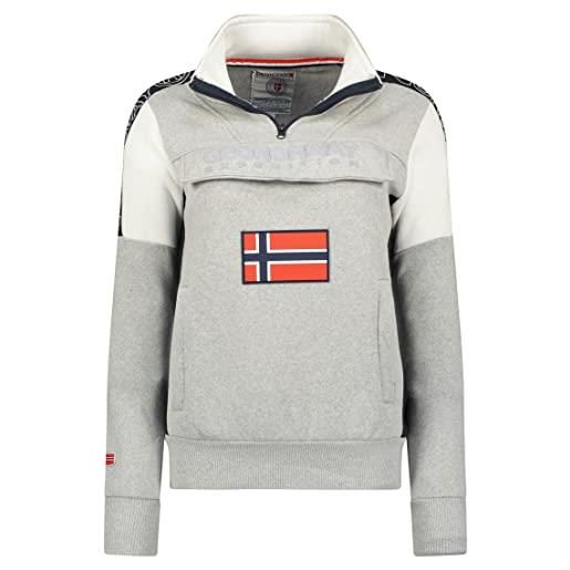 Geographical Norway fagostino lady - donna zip hoodie tasche - felpa maglione giacca cappuccio maniche lunghe - abito ideale stagione primavera estate autunno inverno (grigio chiaro m-taglia 2)