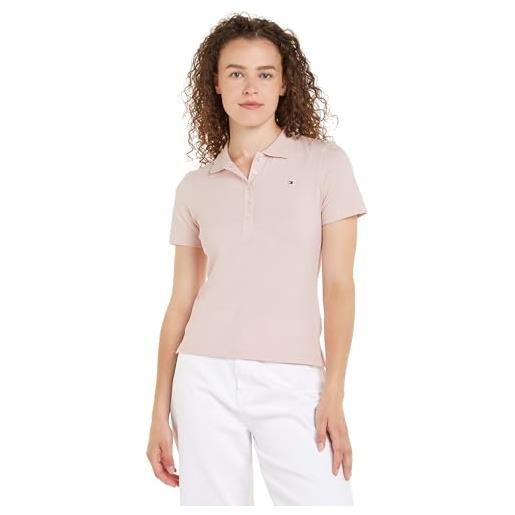 Tommy Hilfiger maglietta polo maniche corte donna slim fit, rosa (bright cerise pink), m