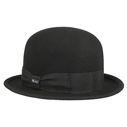 LIPODO bombetta di feltro da bambino bambini - made in italy cappello con nastro grosgrain estate/inverno - 55 cm nero