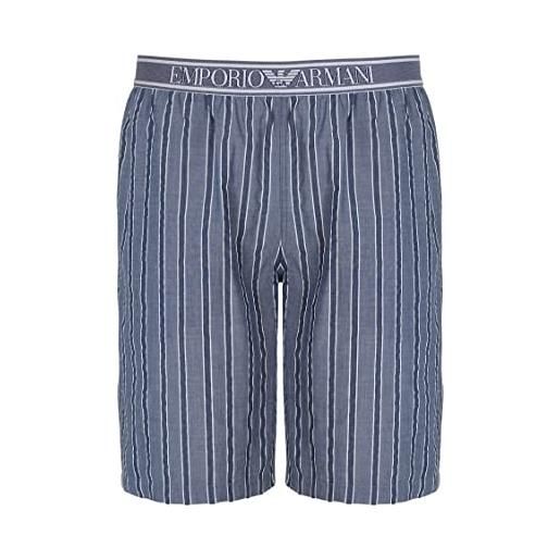 Emporio Armani underwear bermuda yarn dyed woven pyjama, pantaloncini bermuda mens, blue chambray stripe, l