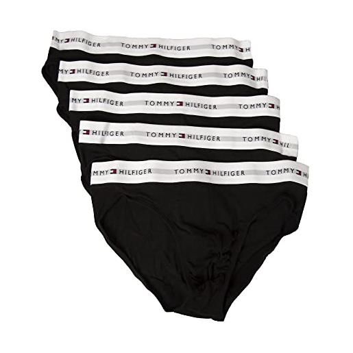 Tommy Hilfiger slip uomo confezione 5 slip mutande elastico a vista cotone elasticizzato underwear articolo um0um02905, 0sj black/black/black/black/black, l