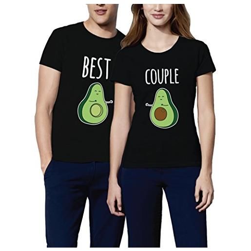 VIVAMAKE - regali di coppia per lei e per lui maglietta mates per donna e uomo originale con il design avocado amore couple t shirt (1 unità)