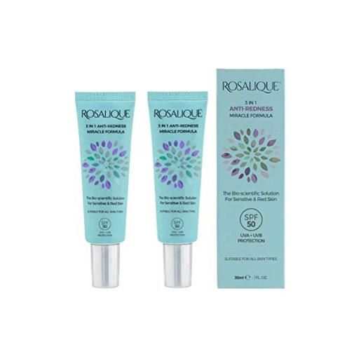 Rosalique Anti Redness Skincare rosalique 3 in 1 anti-rossore miracolo formula spf50 2 x 30 ml confezione doppia