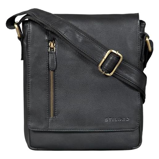 STILORD 'easton' borsa messenger piccola in pelle borsello uomo cuoio con tracolla per tablet da 10,1 pollici viaggio, colore: nero