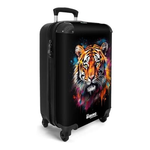 NoBoringSuitcases.com © valigia rigida da viaggio con ruote, valigia trolley, guscio rigido, bagaglio a mano di medie dimensioni in 30 immagini (tigre come opera d'arte street art, 55x40x20 cm)