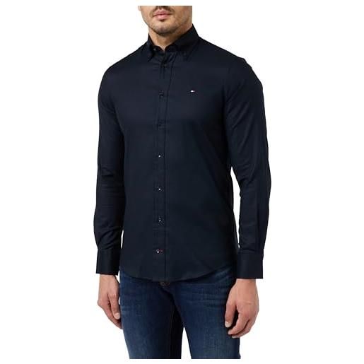 Tommy Hilfiger camicia uomo oxford regular-fit maniche lunghe, nero (black), 37w