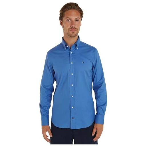 Tommy Hilfiger uomo camicia oxford regular-fit maniche lunghe, blu (new shirt blue), 44