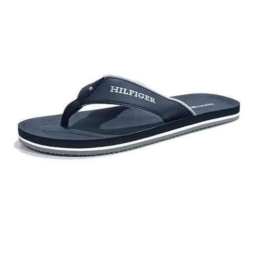 Tommy Hilfiger comfort hilfiger beach sandal fm0fm05029, infradito uomo, nero (black), 48 eu