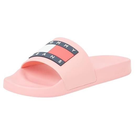Tommy Jeans donna scarpe da mare flag pool slide ciabatte, rosa (tickled pink), 37