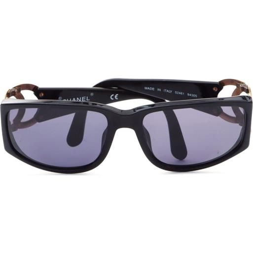 CHANEL Pre-Owned - occhiali da sole cc con montatura a giorno anni '90-2000 - donna - plastica - taglia unica - nero