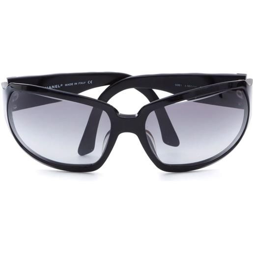 CHANEL Pre-Owned - occhiali da sole oversize anni '90-'00 - donna - plastica - taglia unica - nero