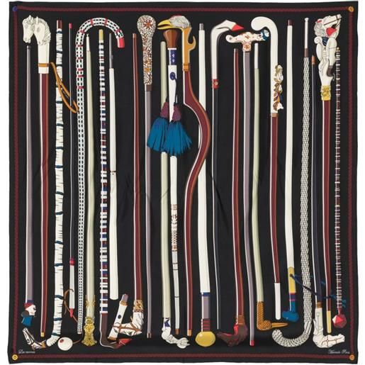 Hermès Pre-Owned - foulard les cannes - donna - seta - taglia unica - nero