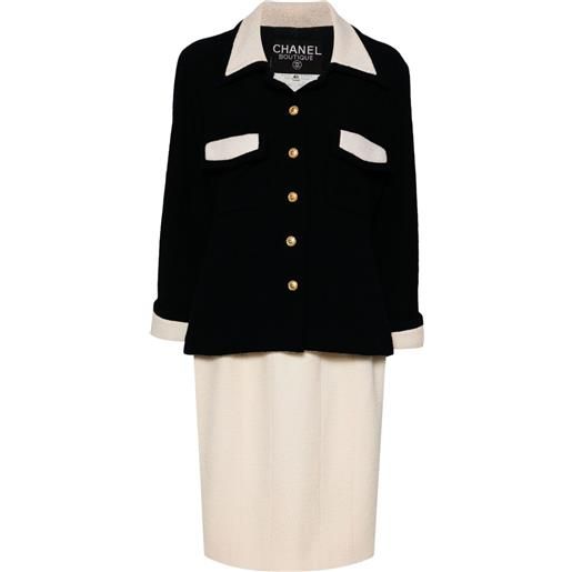 CHANEL Pre-Owned - completo due pezzi monopetto - donna - seta/lana/nylon - 42 - nero