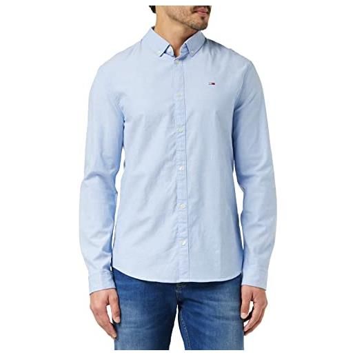 Tommy Jeans tjm slim stretch oxford shirt, l/s shirts / woven tops uomo, blu (perfume blue), xl