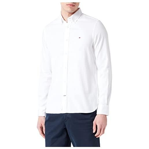 Tommy Hilfiger camicia uomo core flex dobby maniche lunghe, bianco (white), m