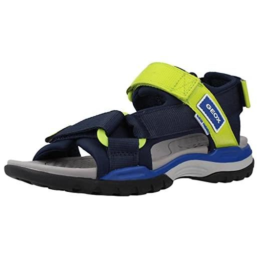 Geox j borealis boy, sandal bambini e ragazzi, navy lime, 36 eu