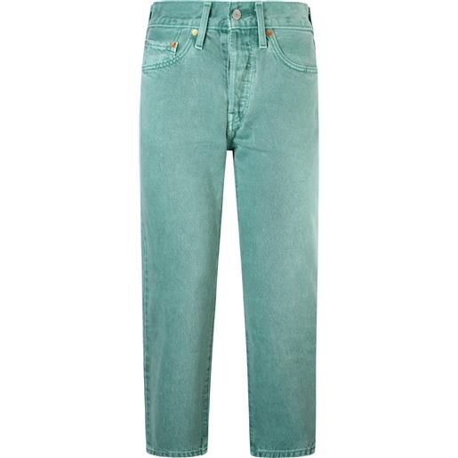 LEVI'S jeans verde 501 original cropped per donna