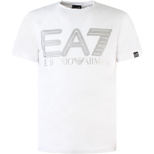 EA7 t-shirt bianca con stampa logata per uomo