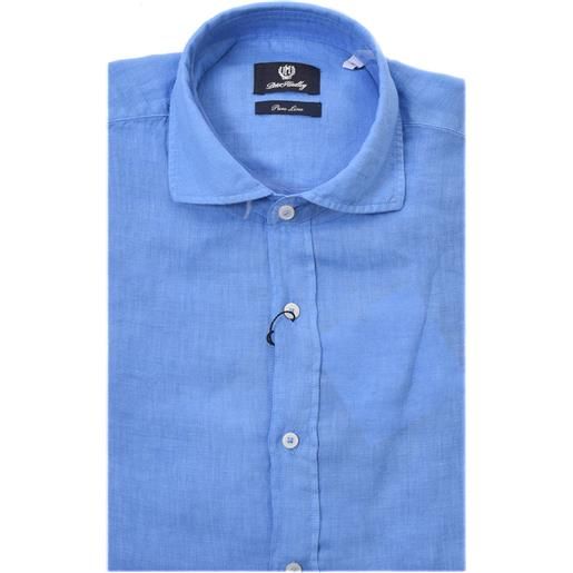 PETER HADLEY camicia azzurra in lino