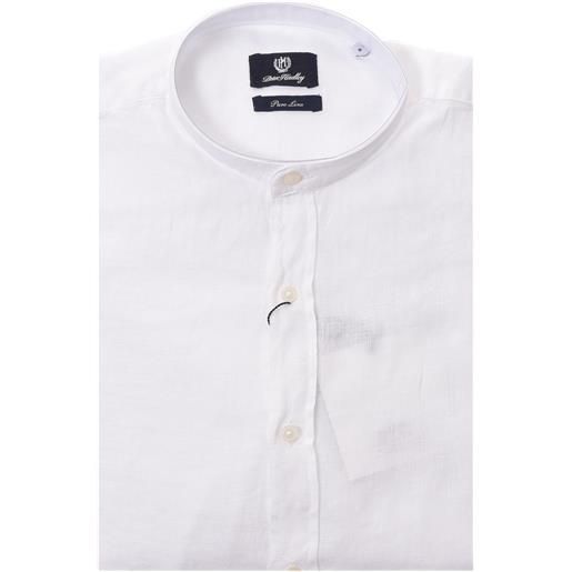 PETER HADLEY camicia coreana bianca in lino