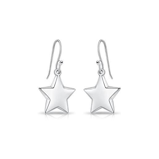 Dtpsilver - orecchini pendenti in argento sterling 925 con stella