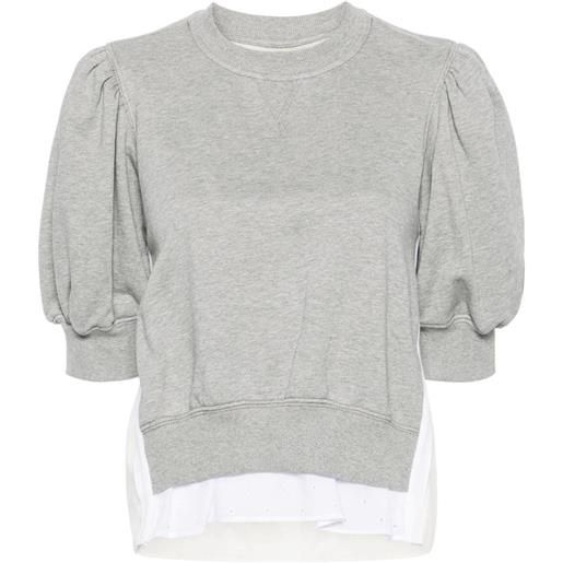 3.1 Phillip Lim felpa crop in pizzo sangallo - grigio