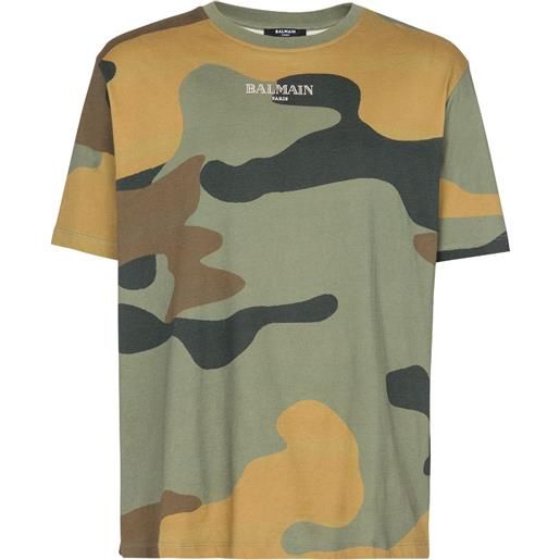 Balmain t-shirt con stampa camouflage - marrone