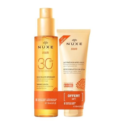 Nuxe sun sun tanning oil for face and body spf30 150 ml + after sun freshening milk 100 ml free