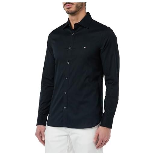 Tommy Hilfiger kent collar flex poplin sf shirt mw0mw35144 camicie casual, nero (black), m uomo
