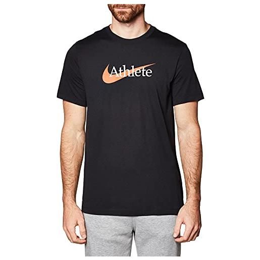 Nike m nk db tee sw athlete t-shirt, black/team orange, xl uomo
