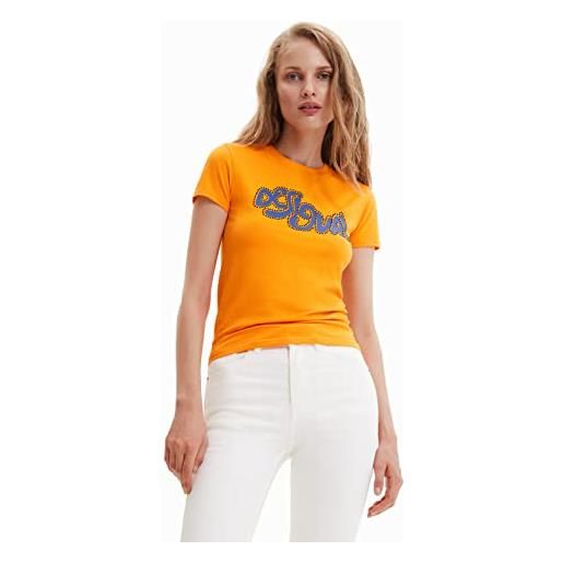Desigual ts_barcelona 7002 t-shirt, colore: arancione, m donna