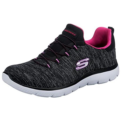 Skechers summits-quick getaway, scarpe da ginnastica donna, black mesh/ pink & purple trim, 40 eu