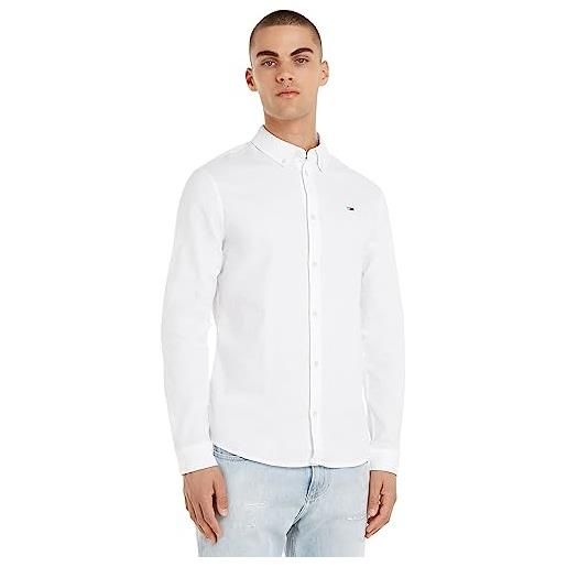 Tommy Jeans tjm slim stretch oxford shirt, l/s shirts / woven tops uomo, bianco (white), 3xl
