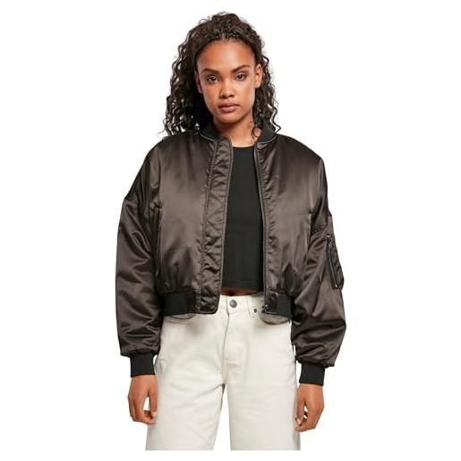 Urban Classics ladies short oversized satin bomber jacket giacca, nero, xxxl donna