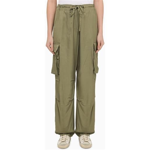 Golden Goose pantalone cargo verde militare in viscosa