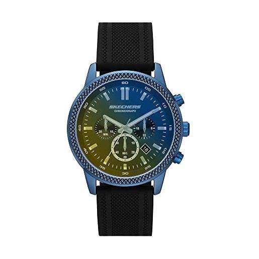 Skechers orologio clarkdale uomo, movimento cronografo, cassa in lega blu 44 mm con cinturino in silicone, sr5198
