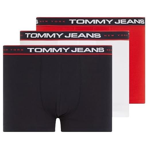 Tommy Hilfiger tommy jeans pantaloncino boxer uomo confezione da 3 intimo, nero (black/ black/ black), l