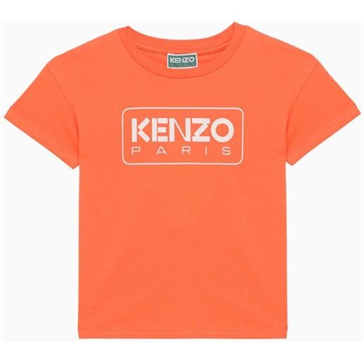KENZO t-shirt arancione papavero in cotone con logo