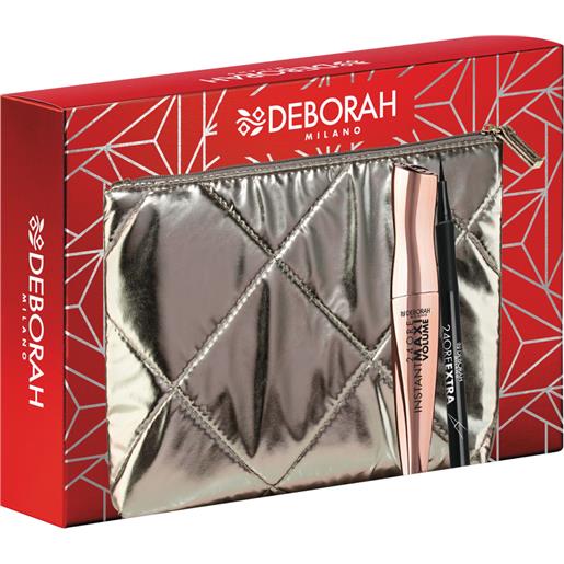 Deborah pochette metallizzato canna di fucile contenente: mascara 24h instant max volume + eyeliner 24h extra